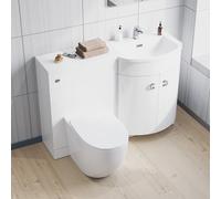 Nes Home 1100 mm RH Sink White Combination Vanity Unit With Rimless Toilet