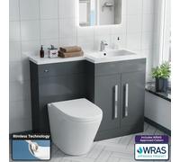 Nes Home 1100 mm Right Hand Vanity Unit And Btw Wc Toilet Pan Bathroom Aric