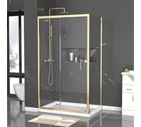 Nes Home 1100 x 760mm Shower Enclosure Sliding Door & Side Panel Brushed Brass