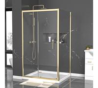 Nes Home 1100 x 900mm Shower Enclosure Sliding Door, Panel & Tray Brushed Brass