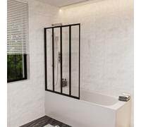 Nes Home 1100mm 4 Fold Bath Shower Screen Matt Black Frame