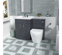 Nes Home 1100mm Dark Grey Basin Vanity Unit & Rimless Back To Wall Toilet