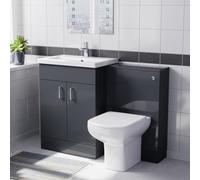 Nes Home 1100mm Dark Grey Freestanding Vanity, Wc Unit & Rimless Btw Toilet