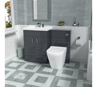 Nes Home 1100mm Dark Grey Vanity Basin Cabinet, Wc Unit & Rimless Toilet
