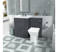 Nes Home 1100mm Freestanding Dark Grey Basin Vanity Unit & Back To Wall Toilet