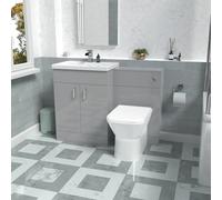 Nes Home 1100mm Freestanding Grey Basin Vanity Unit & Back to Wall Toilet