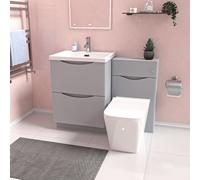 Nes Home 1100mm Freestanding Vanity Cabinet, WC & Square BTW Toilet Set