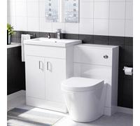 Nes Home 1100mm Freestanding White Basin Vanity & Rimless Back To Wall Toilet