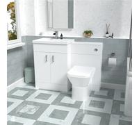 Nes Home 1100mm Freestanding White Basin Vanity Unit & Back To Wall Toilet