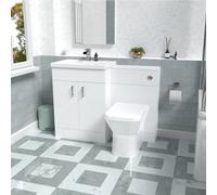Nes Home 1100mm Freestanding White Basin Vanity Unit & Back To Wall Toilet