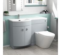 Nes Home 1100mm Left Hand Matte Grey Basin Vanity, Wc Unit & Back To Wall Toilet