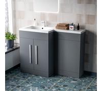 Nes Home 1100mm Left Hand Matte Grey Bathroom Basin Combination Vanity Unit