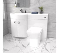 Nes Home 1100mm Left Hand Sink White Combination Vanity Unit with BTW Toilet