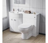 Nes Home 1100mm Left Hand Sink White Combination Vanity Unit with BTW Toilet