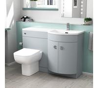 Nes Home 1100mm Lh Matte Grey Basin Vanity, Wc Unit & White Back To Wall Toilet