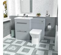 Nes Home 1100mm Matte Grey Basin Vanity Cabinet, WC Unit, Rimless BTW Toilet
