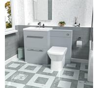 Nes Home 1100mm Matte Grey Basin Vanity Cabinet, Wc Unit, Rimless Btw Toilet