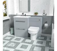 Nes Home 1100mm Matte Grey Drawers Basin Vanity, Wc Unit, Back To Wall Toilet