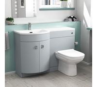 Nes Home 1100mm Matte Grey Left Hand Basin Vanity, Wc Unit & Back To Wall Toilet
