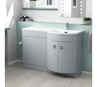 Nes Home 1100mm Matte Grey Right Hand Freestanding Basin Vanity & Wc Unit