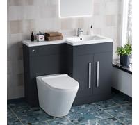 Nes Home 1100mm Rh Dark Matte Grey Basin Vanity Wc Unit & Back To Wall Toilet