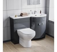 Nes Home 1100mm Right Hand Basin Vanity Unit, Wc Unit, Back To Wall Toilet Grey