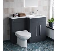 Nes Home 1100mm Right Hand Dark Matte Grey Basin Vanity Wc Unit & Toilet