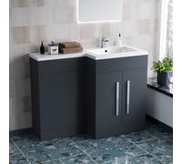 Nes Home 1100mm Right Hand Dark Matte Grey Bathroom Basin Vanity Unit Set