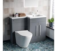 Nes Home 1100mm Right Hand Matte Grey Basin Vanity WC Unit & Rimless Back To Wall Toilet