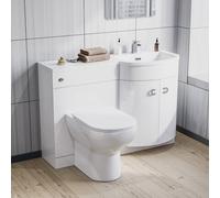 Nes Home 1100mm Right Hand Sink White Combination Vanity Unit With Back To Wall Toilet