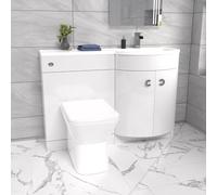 Nes Home 1100mm Right Hand Sink White Combination Vanity Unit with BTW Toilet