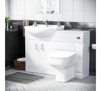Nes Home 1150mm Cloakroom Basin Vanity Sink Unit & Back To Wall Toilet Suite