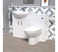 Nes Home 1150mm White Freestanding Vanity Unit With Basin. WC Unit & BTW Toilet