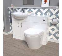 Nes Home 1150mm White Vanity Unit With Basin, Wc Unit & Back To Wall Toilet