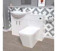 Nes Home 1150mm White Vanity Unit With Basin, WC Unit & Square BTW Toilet