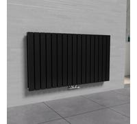 Nes Home 1158 X 600 mm Side Connection Horizontal Flat Panel Side Connection Black Designer Radiator