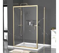 Nes Home 1200 X 1000mm Shower Enclosure Sliding Door, Panel & Tray Brushed Brass
