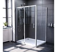 Nes Home 1200 x 1000mm Shower Enclosure Sliding Door, Panel & Tray Chrome