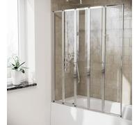 Nes Home 1200 x 1400mm 5 Fold Folding Bath Shower Glass Door Screen Panel