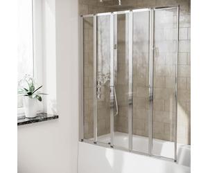 Nes Home 1200 x 1400mm 5 Fold Folding Bath Shower Glass Door Screen Panel