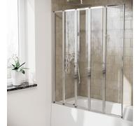 Nes Home 1200 x 1400mm 5 Folding Over Bath Shower Screen Collapsing Glass Door