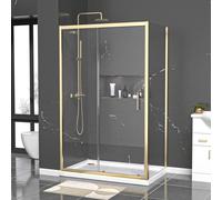 Nes Home 1200 x 760mm Shower Enclosure Sliding Door & Side Panel Brushed Brass