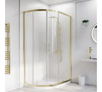 Nes Home 1200 x 800mm LH Offset Quadrant Corner Shower Enclosure Brushed Brass