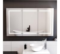 Nes Home 1200mm LED 3 Doors White Bathroom Mirror Cabinet Battery Powered