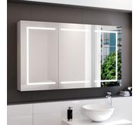 Nes Home 1200mm Led 3 Doors White Bathroom Mirror Cabinet Battery Powered
