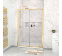 Nes Home 1200mm X 1850mm Shower Enclosure 6mm Glass Slider Door Brushed Brass