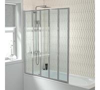 Nes Home 1200x1400mm Bathtub Screen, 4mm Clear Glass - Chrome Aluminium