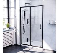 Nes Home 1300mm Aluminum Matte Black Shower Sliding Door Tempered Glass