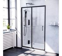 Nes Home 1300mm Aluminum Matte Black Shower Sliding Door Tempered Glass