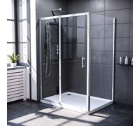 Nes Home 1400 X 760mm Shower Enclosure Sliding Door & Glass Side Panel Chrome